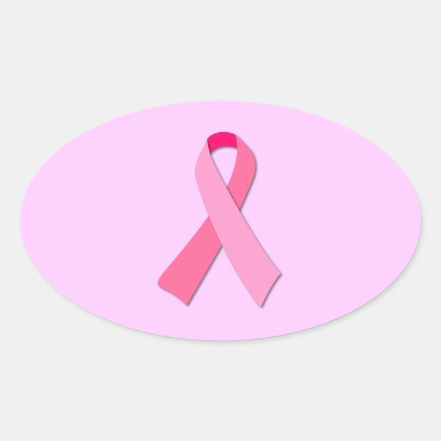 Pink Ribbon Oval Sticker (Front)