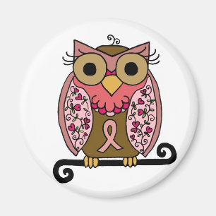 Pink Ribbon Owl Magnet