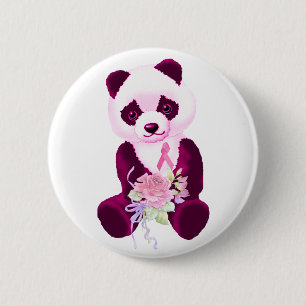 Pink Ribbon Panda Bear 6 Cm Round Badge