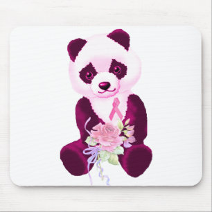 Pink Ribbon Panda Bear Mouse Pad