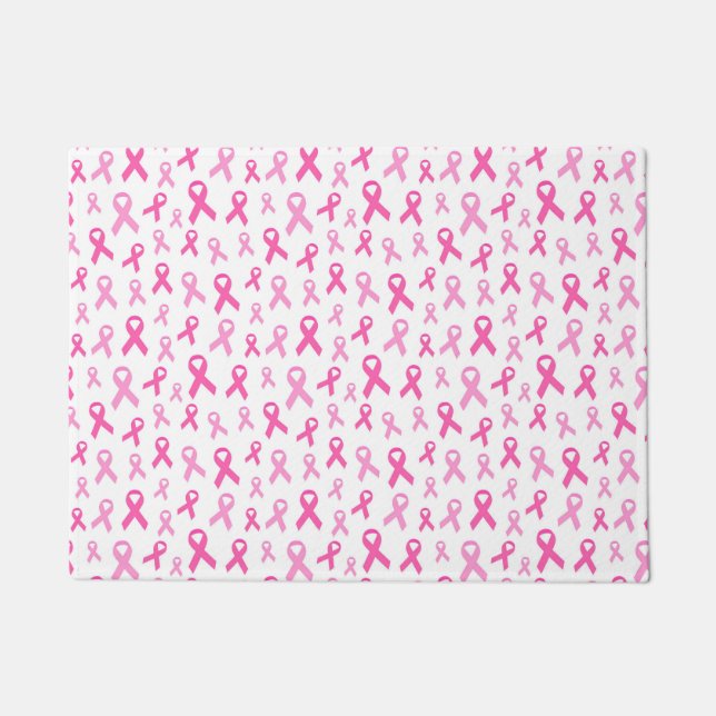Pink Ribbon Pattern – Breast Cancer Awareness Doormat (Front)