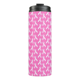Pink Ribbon Pattern – Breast Cancer Awareness Thermal Tumbler