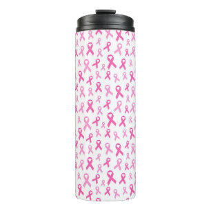 Pink Ribbon Pattern – Breast Cancer Awareness Thermal Tumbler