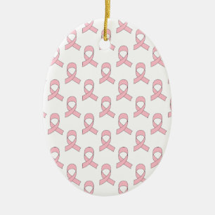 Pink Ribbon Pattern Ceramic Tree Decoration