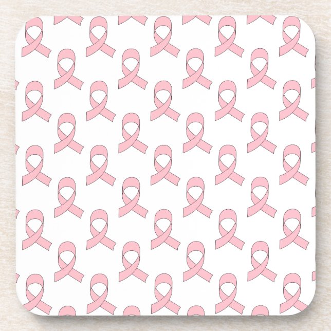 Pink Ribbon Pattern Coaster (Front)