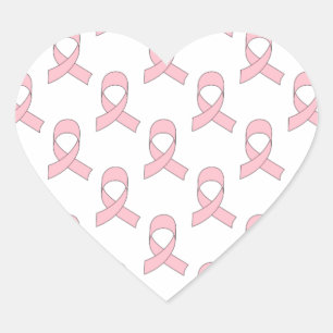 Pink Ribbon Pattern Heart Sticker