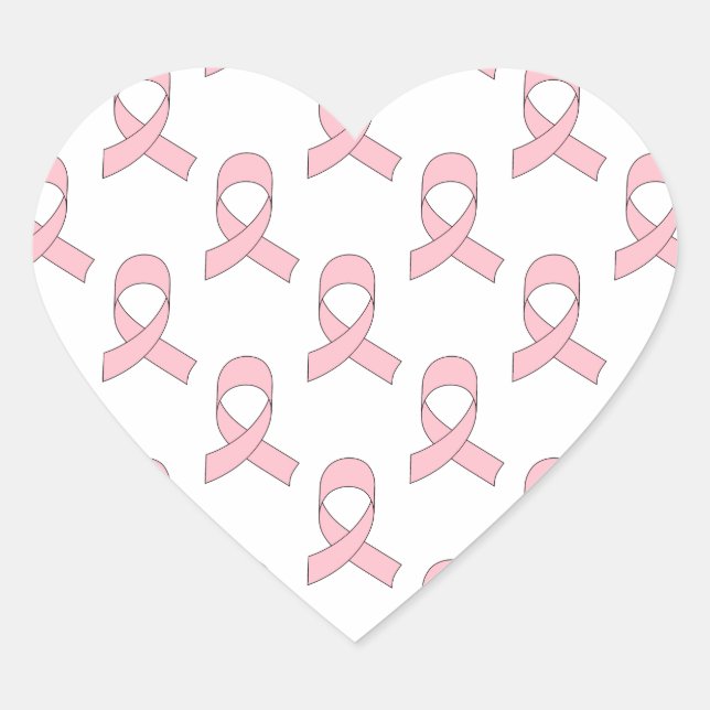 Pink Ribbon Pattern Heart Sticker (Front)