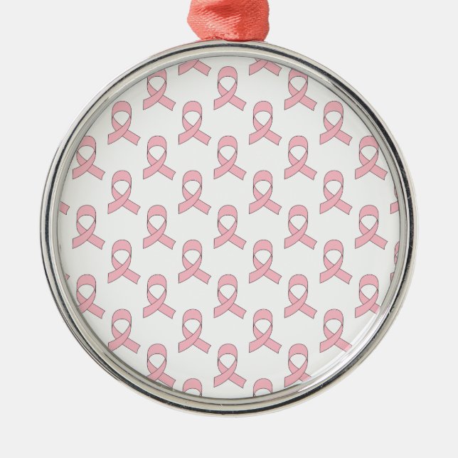 Pink Ribbon Pattern Metal Tree Decoration (Front)