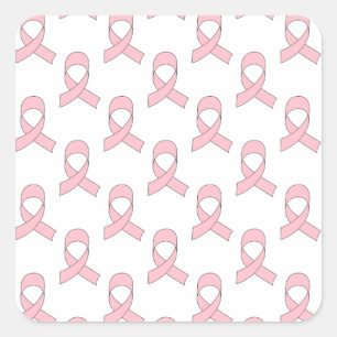 Pink Ribbon Pattern Square Sticker