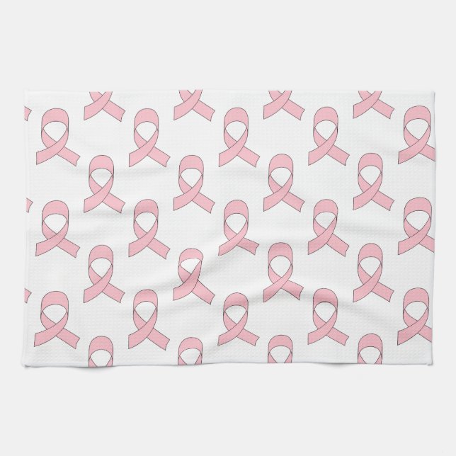 Pink Ribbon Pattern Tea Towel (Horizontal)