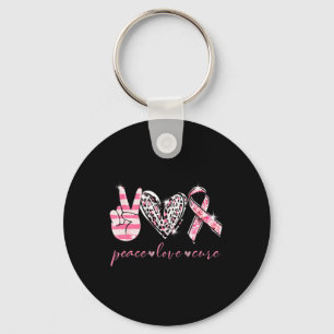 Pink Ribbon Peace Love Cure Breast Cancer Awarenes Key Ring