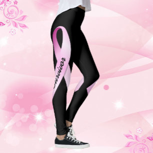 Pink Ribbon Personalise Breast Cancer Survivor Leggings