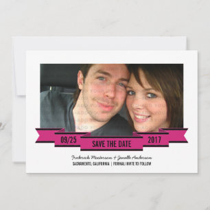 Pink Ribbon Photo Save the Date Invite