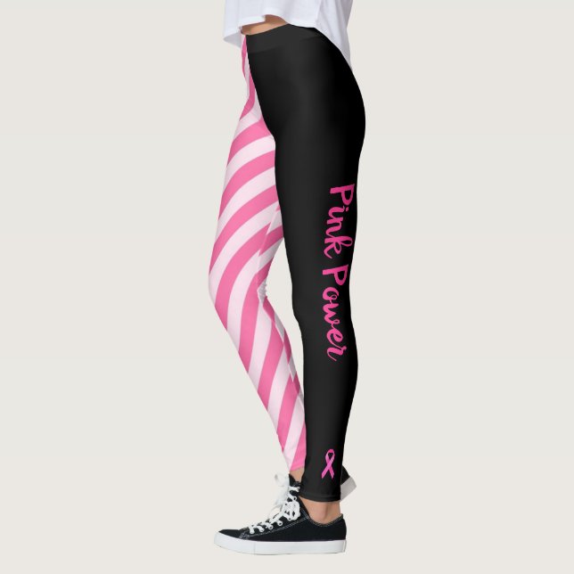 Pink Ribbon Power Breast Cancer Survivor Comfort Leggings (Left)
