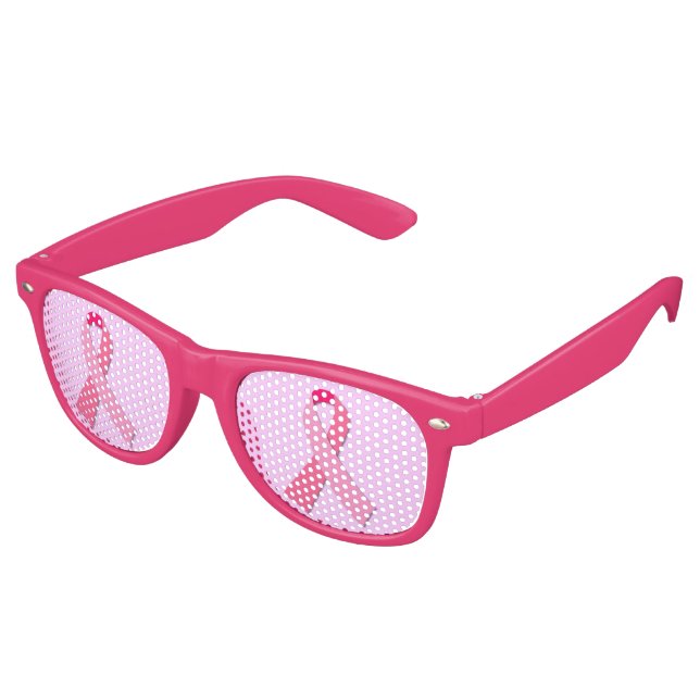 Pink Ribbon Retro Sunglasses (Angled)
