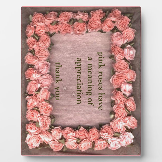 Pink Ribbon Roses Satin Fabric Photo Frame Appreci (Front)