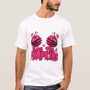 Pink Ribbon Save The Pumpkins Breast Cancer Fall S T-Shirt
