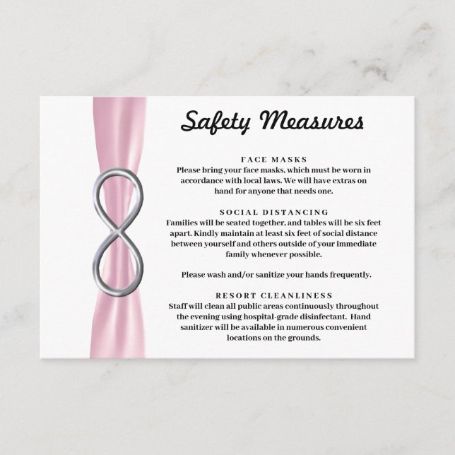 Pink Ribbon Silver Infinity Safety Measures Enclosure Card (Front)