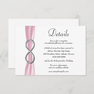 Pink Ribbon Silver Infinity Wedding Details Enclosure Card