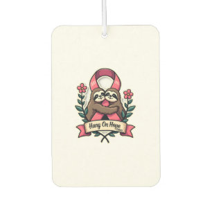 Pink Ribbon Sloth Support Vintage Awareness Art Car Air Freshener