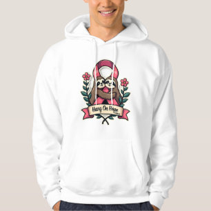 Pink Ribbon Sloth Support Vintage Awareness Art Hoodie