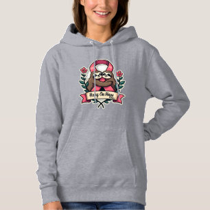 Pink Ribbon Sloth Support Vintage Awareness Art Hoodie