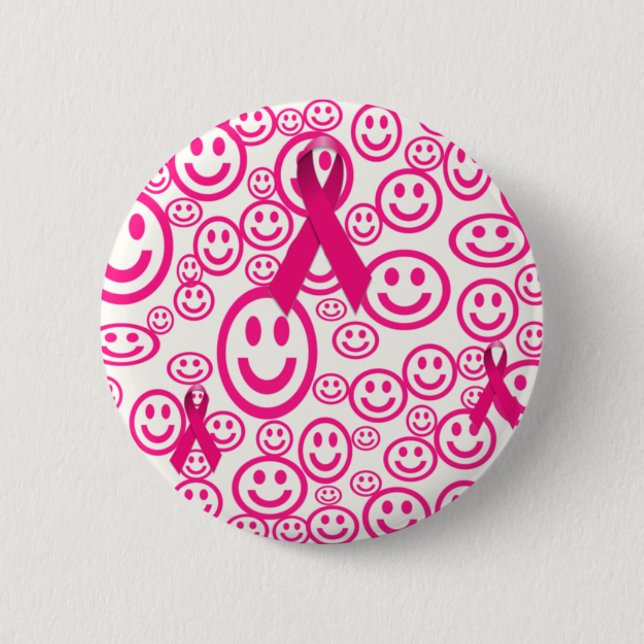 Pink Ribbon Smiles That Help 6 Cm Round Badge (Front)