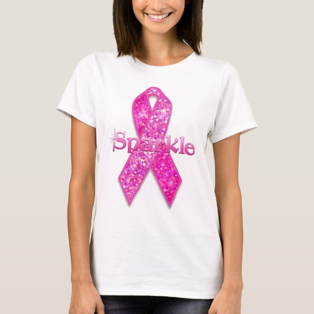 Pink Ribbon Sparkle apparel T-Shirt (Front)