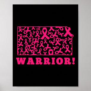 Pink Ribbon State Kansas Ks Breast Cancer Fight Su Poster