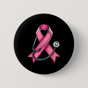 Pink Ribbon Stethoscope Cute Nurse Breast Cancer A 6 Cm Round Badge
