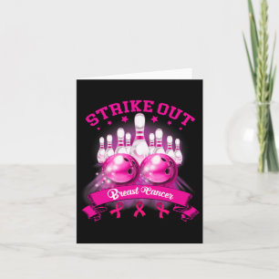 Pink Ribbon Strike Out Breast Cancer Awareness Bow Card