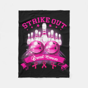 Pink Ribbon Strike Out Breast Cancer Awareness Bow Fleece Blanket