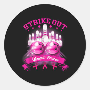 Pink Ribbon Strike Out Breast Cancer Awareness Classic Round Sticker