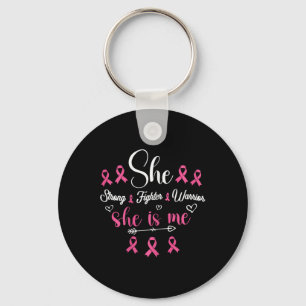 Pink Ribbon Strong Warrior Breast Cancer Awareness Key Ring