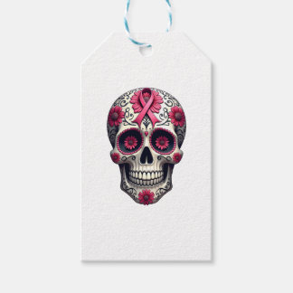 Pink Ribbon Sugar Skull Calavera Breast Cancer Awa Gift Tags