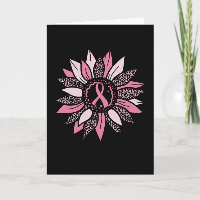 Pink Ribbon Sunflower Breast Cancer Awareness Gift Card (Front)