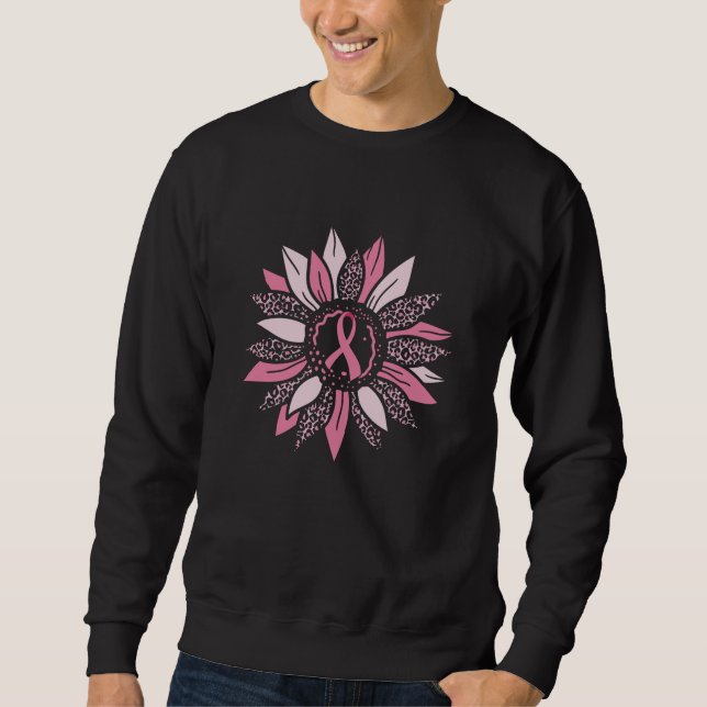 Pink Ribbon Sunflower Breast Cancer Awareness Gift Sweatshirt (Front)