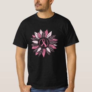 Pink Ribbon Sunflower Breast Cancer Awareness Gift T-Shirt