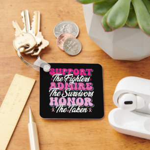 Pink Ribbon Support Admire Honour Breast Awareness Key Ring