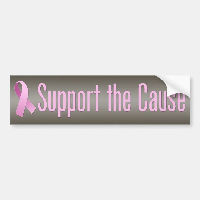 Pink Ribbon - Support the Cause Bumper Sticker (Front)