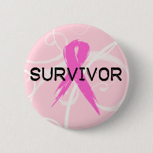 Pink Ribbon Survivor 6 Cm Round Badge