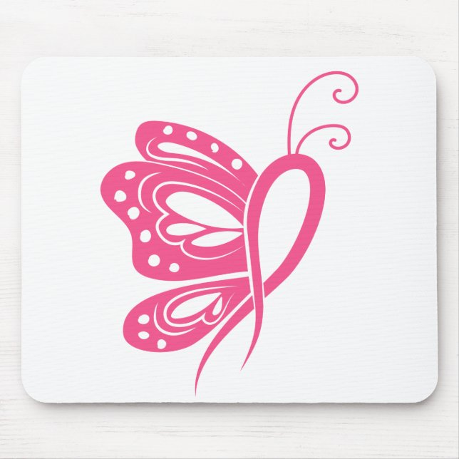 Pink Ribbon Survivor Breast Cancer Butterfly Mouse Pad (Front)