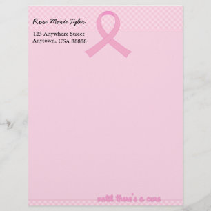 Pink Ribbon Tartan Letterhead Template