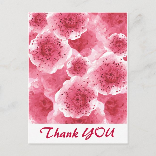 Pink Ribbon Thank You Postcard (Front)