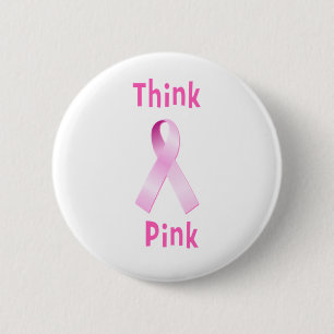 Pink Ribbon - Thnk Pink 6 Cm Round Badge
