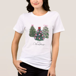 Pink Ribbon Tree #tshirts #xmas #newyork Tri-Blend Shirt