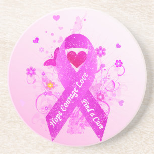 Pink Ribbon Vintage Coaster