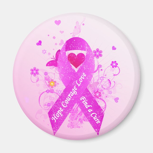 Pink Ribbon Vintage Magnet (Front)