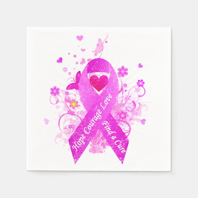 Pink Ribbon Vintage Napkin (Front)