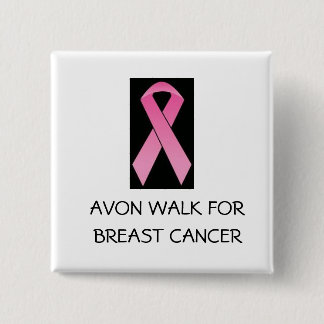 pink ribbon walk for breast cancer 15 cm square badge